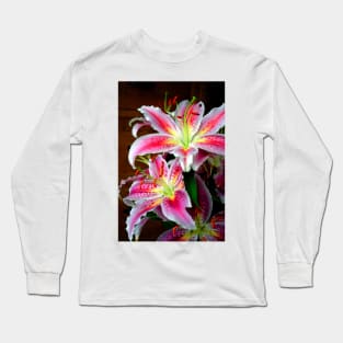 Pink Lily Lilium Herbaceous Flowering Plants Long Sleeve T-Shirt
